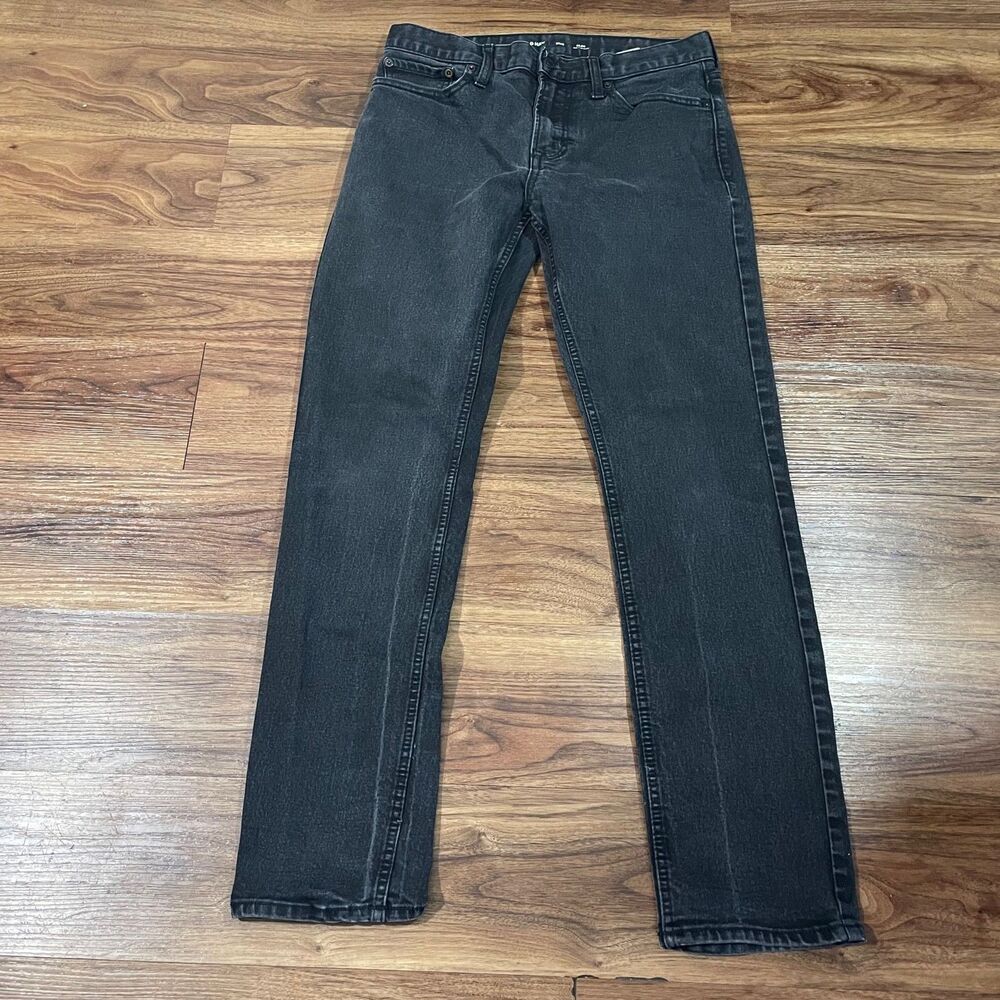 Old Navy Slim Built In Flex Straight Jeans Denim Black Cotton Men's Size 31x32
